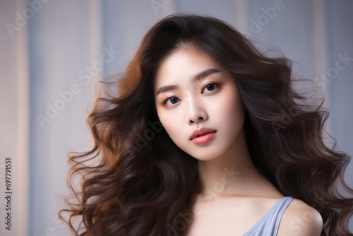 Beautiful asian young woman with pperfect skin and natural make up