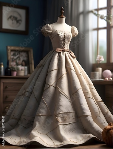 A mannequin on which you sewed a luxurious and beautiful dress photo