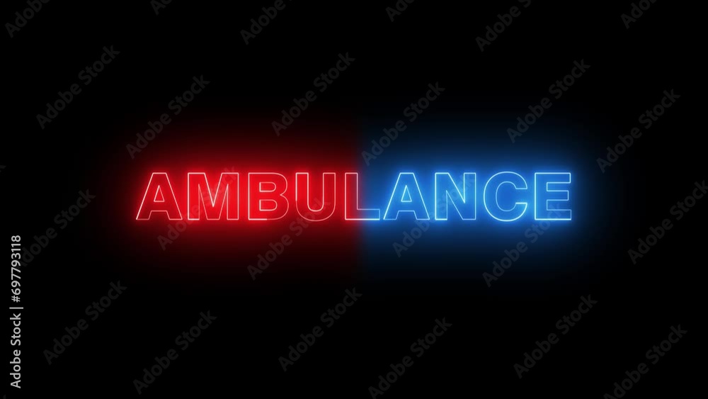 Ambulance animation, lights red and blue, black screen background
