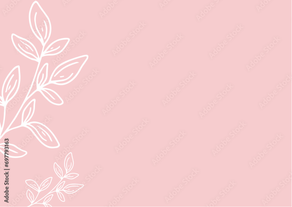 White branch of plant on light rose background White branch of plant on light rose background