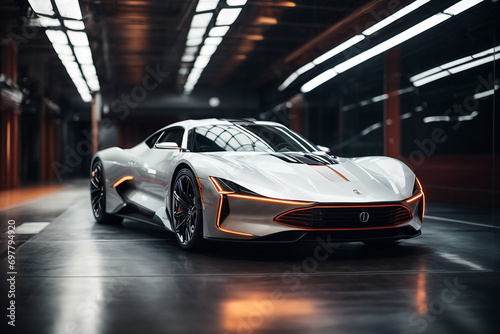 futuristic car high technology design automobile, Generative Ai