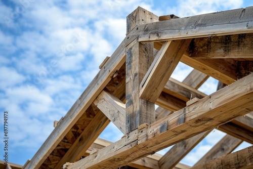 Timber Framing Under Blue Skies: New Home Construction in Humble, Texas, USA