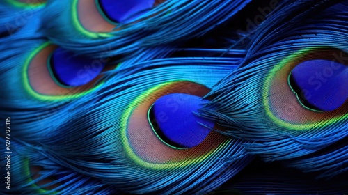  a close up of a peacock's feathers showing the colors of the peacock's tail feathers photo