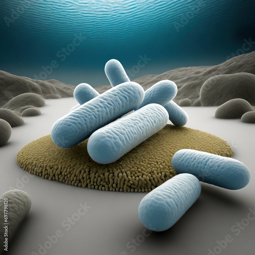 Illustrative image of bifidobacteria, beneficial microorganisms. photo