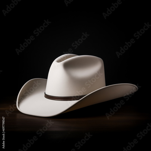 a white cowboy hat on a black background