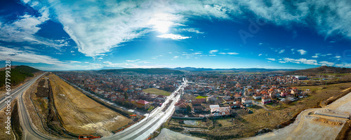 Panoramic view of Slivnitsa city, shot with a drone,Slivnitsa ,Bulgaria - Image