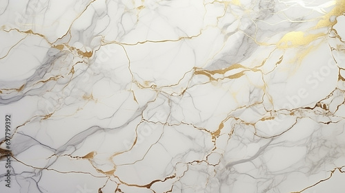 White Marble Texture with Gold Veins photo