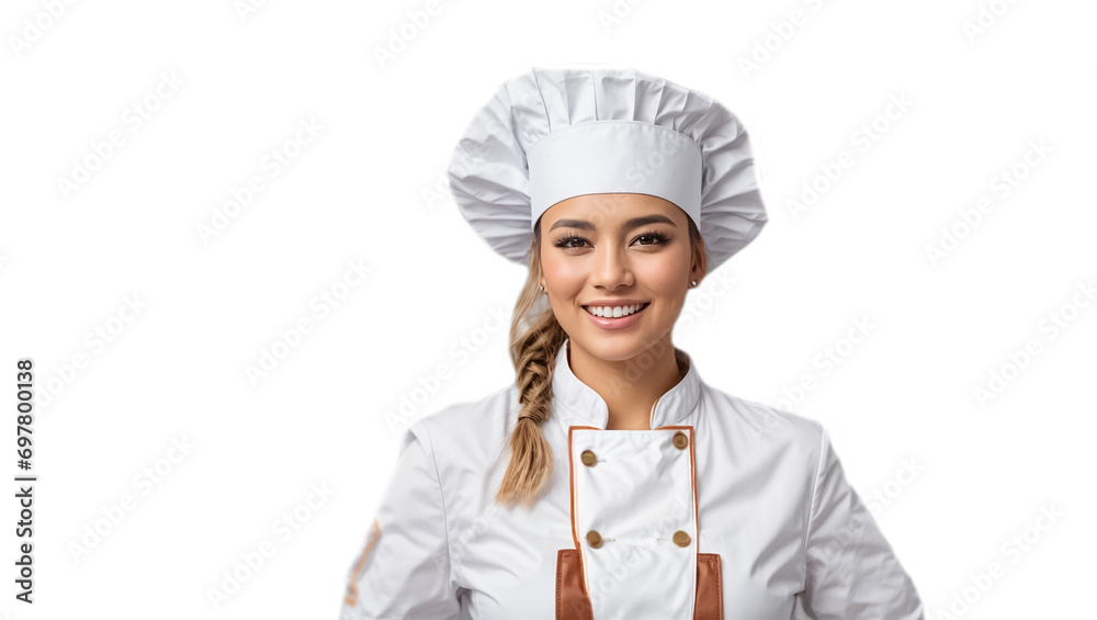 pretty girl chef isolated on white background pretty girl chef isolated on white background