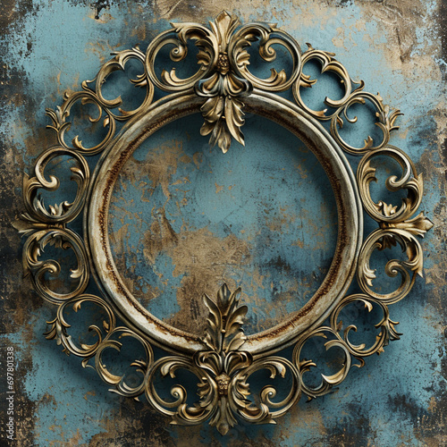 antique ornamental vintage circle frame on grunge background
