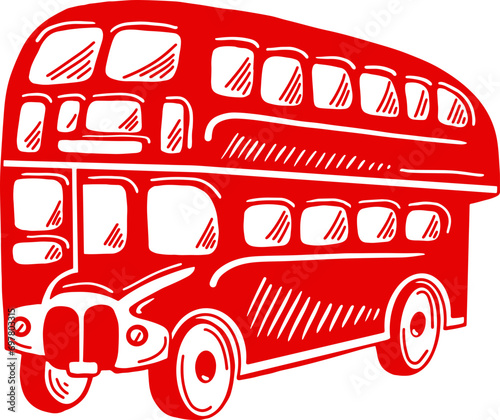 hand drawing sketch of London United Kingdom famous element bus double decker