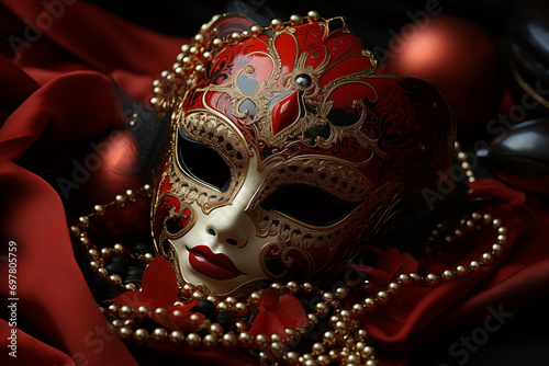 Elegant Italian Face Mask for Carnival Costumes, Italian Carnival Mask in the Style of Arlequin, an Elegant and Mysterious Visage, Adding a Touch of Enigmatic Charm