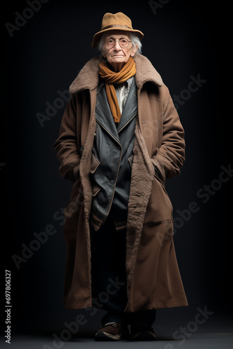 Senior Gentleman in Elegant Brown Overcoat