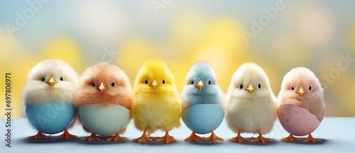 cute and happy easter chickens photo