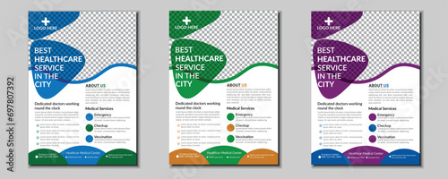 Modern medical flyer design layout, vector illustration a bundle of 3 template in A4 size.