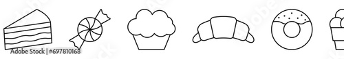 Set of dessert line icons. Food concept. Vector illustration isolated on white background