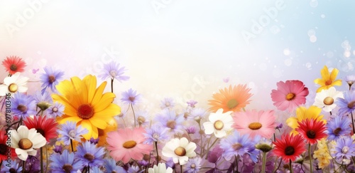 springtime colorful sunny spring flowers background