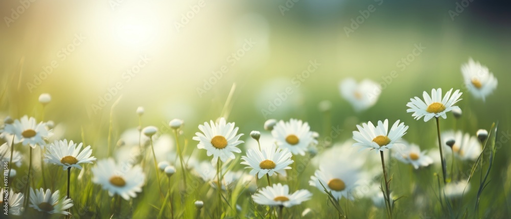 a daisy background with blur and bright white flowers