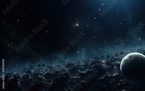 space scene moving planets in space, © olegganko