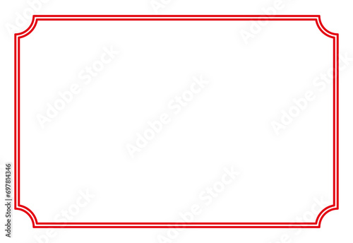 Red Border frame decoration vector label simple line corner for your photo and text and icons