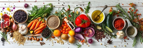 Winter vegetarian, vegan food cooking ingredients
