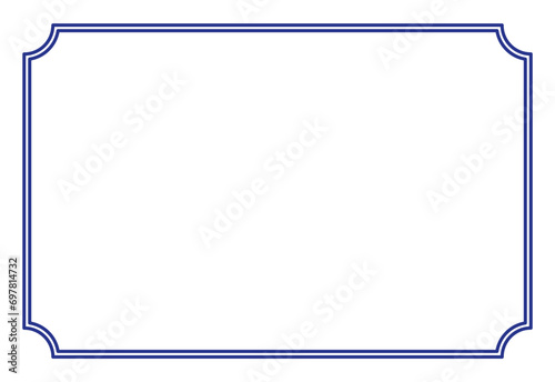 Blue Border frame decoration vector label simple line corner for your photo and text and icons