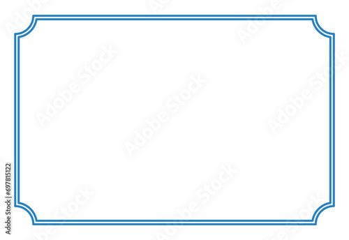 Blue Border frame decoration vector label simple line corner for your photo and text and icons