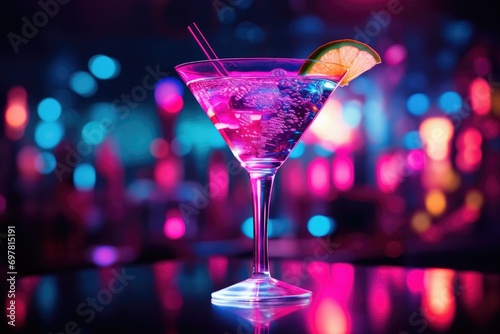 Vibrant Cocktail in a Nightclub Setting