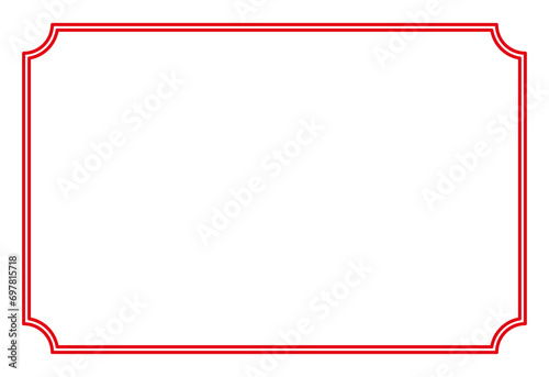 Red Border frame decoration vector label simple line corner for your photo and text and icons