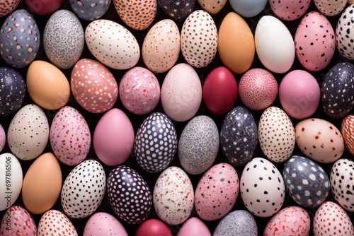 Wallpaper Mural Easter pattern of creative pastel colorful painted eggs. Religion tradition background. View from above. Flat lay style. Torontodigital.ca