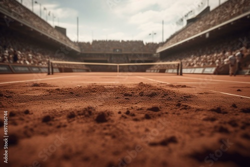 Clay court for tennis. Generative AI photo