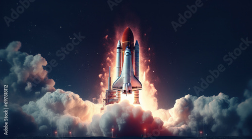 space shuttle in start photo