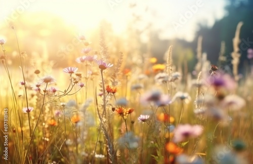a summer meadow full of wildflowers © olegganko