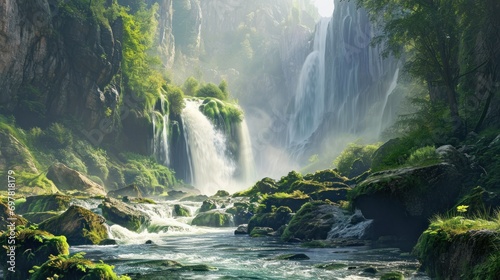 waterfall and stream landscape wallpapers