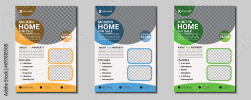 Modern luxury real estate flyer design layout,vector illustration a bundle of 3 template in A4 size
