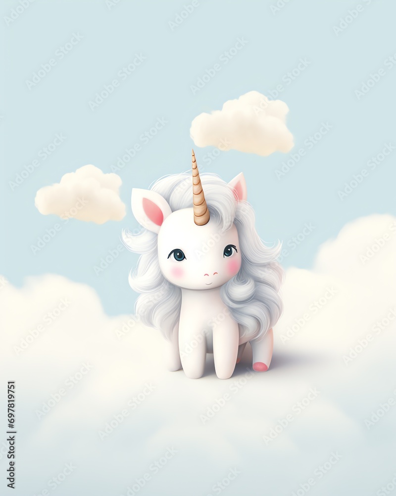 a cartoon unicorn with a horn on its head