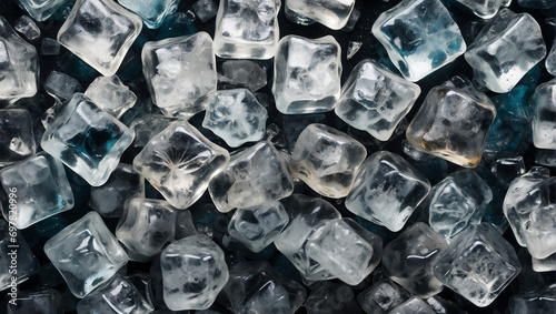 Top view Ice cubes background photo