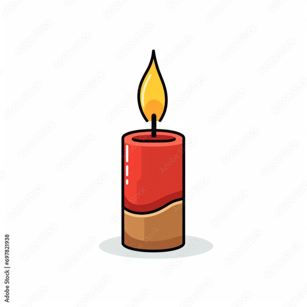 minimalistic single candle flat icon on white background, Generative AI