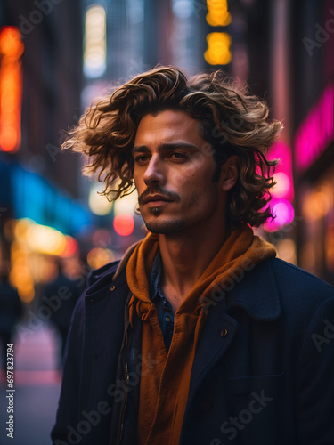 Man on the Streets of the Night City