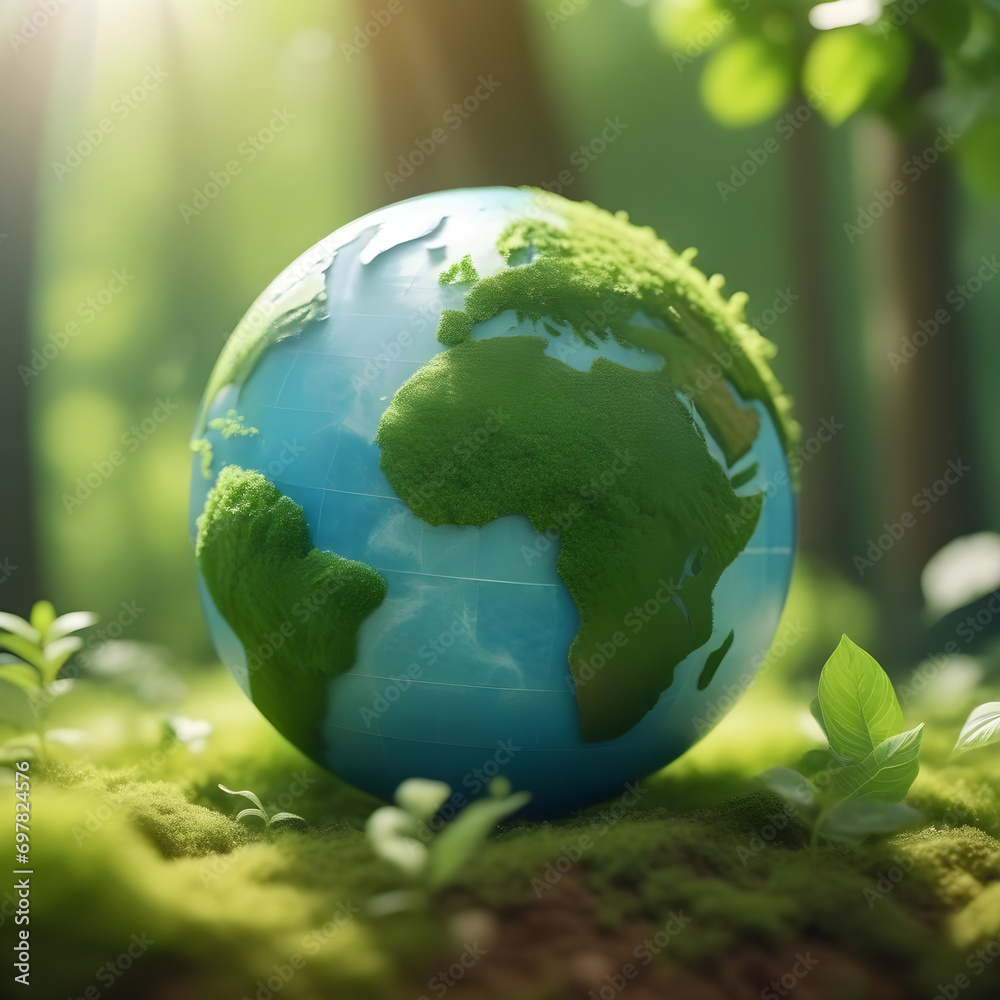 World environment and mother earth day concept with globe and eco friendly enviroment World environment and mother earth day concept with globe and eco friendly enviroment