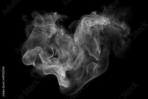 Abstract heart composed of gray smoke. Generative AI © Iridessa