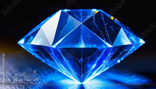 Beautiful blue Dimond dispersion the light. dimond dispersion glass objects 
