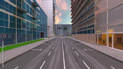 都市の風景　3DCG レンダリング