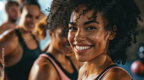 Portrait of a beautiful smiling girl doing fitness exercises