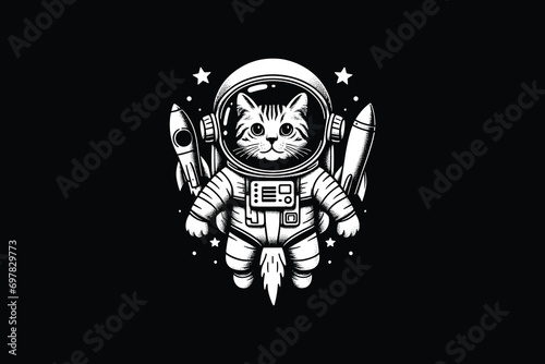 logo vector illustration astronaut cat