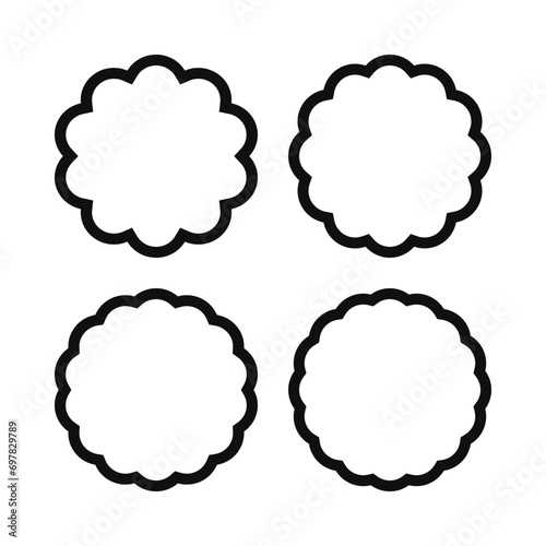 Scallop Circle Stroke Shapes Icon Set