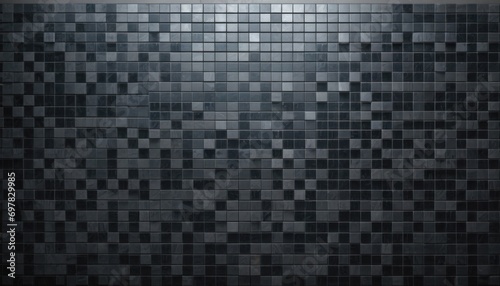  a black and white tiled wall with a light at the end of the wall and a light at the end of the wall on the right side of the wall.