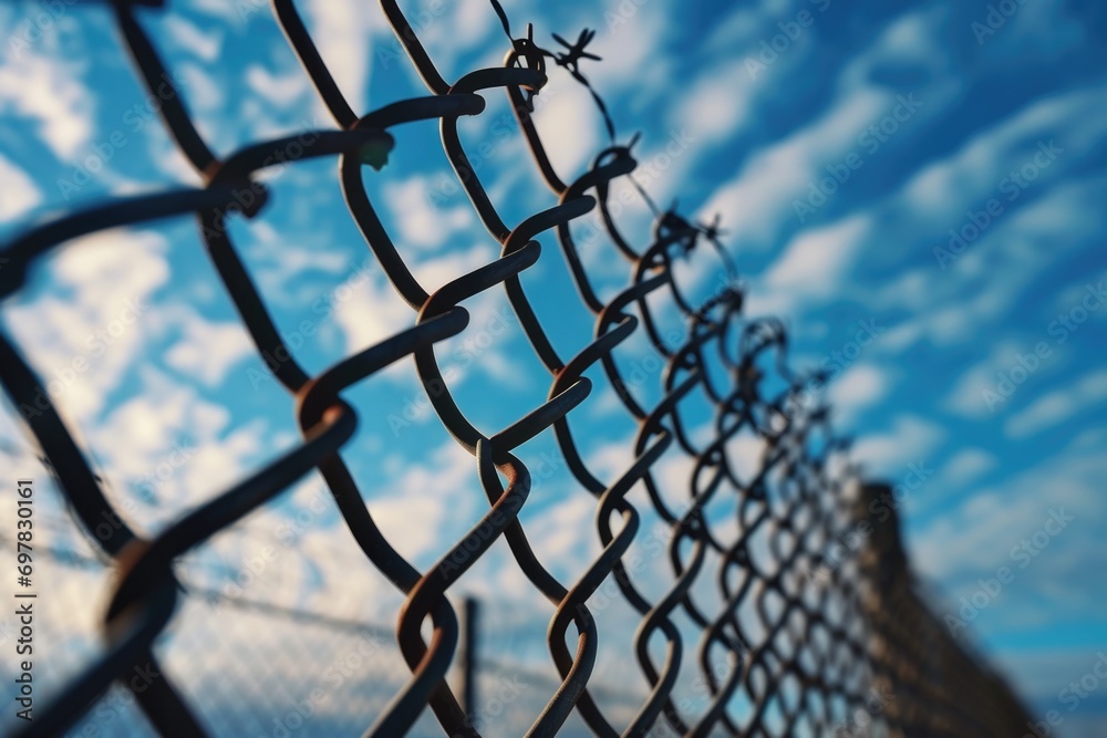 A detailed close-up shot of a chain link fence. This versatile image can be used to depict security, boundaries, or even urban landscapes A detailed close-up shot of a chain link fence. This versatile image can be used to depict security, boundaries, or even urban landscapes