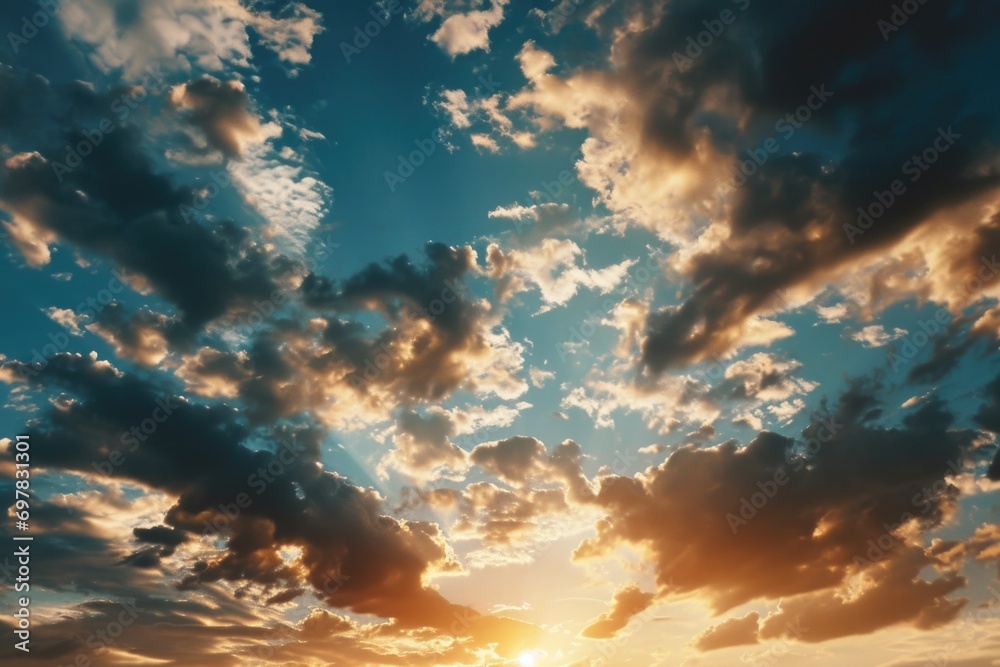 A picturesque sunset with the sun setting behind the clouds. Perfect for various projects and designs A picturesque sunset with the sun setting behind the clouds. Perfect for various projects and designs