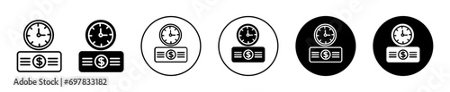 
Annuity icon. fixed interest wage or monthly  salary payout date calendar period. business payment reminder clock cycle on annual base vector. income money pay on annuity maturity date symbol. 


