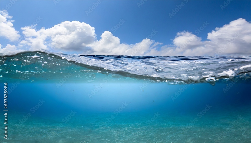 Ocean or sea in half water half sky.